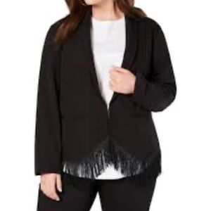 INC International Concepts Black Fringe Hem Blazer Jacket Plus Size 3X Western